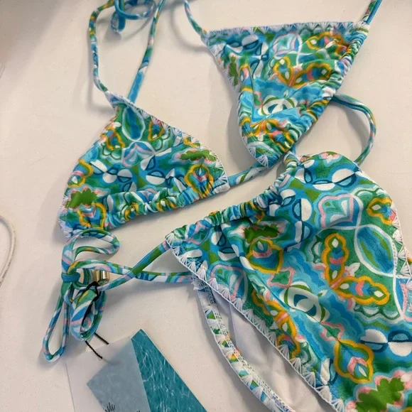 Hello Molly Blue and Green Patterned Bikini - Picture 3 of 3
